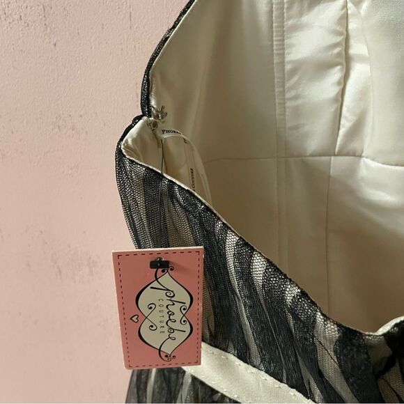 Phoebe Couture Bejeweled Tulle Overlay Strapless Formal Mini Dress NWT Size 8 - Picture 11 of 15